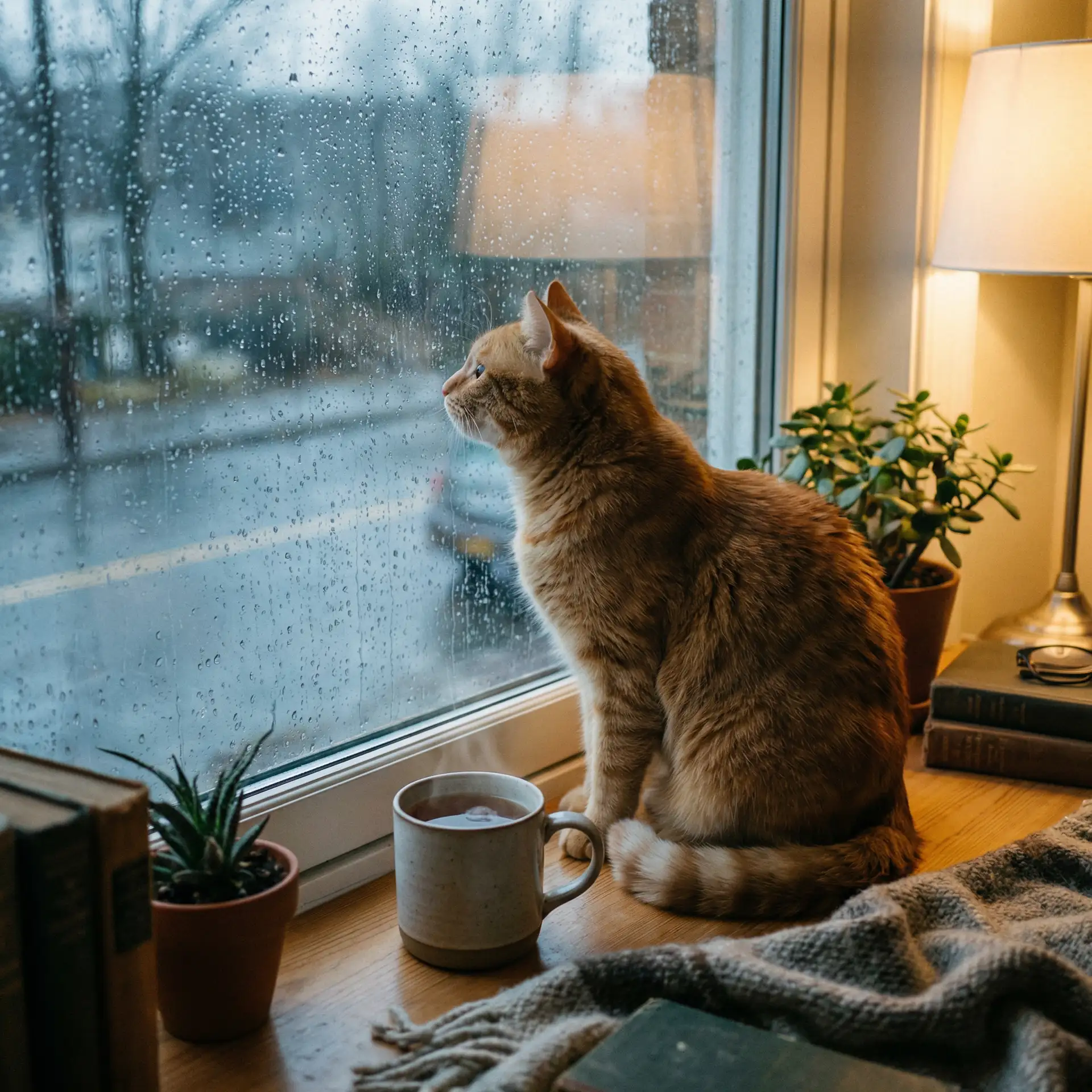 猫咪望着窗外的雨 - 导火线国语